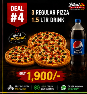 Deal #4 — 3 Regular Pizza + 1.5 Ltr Drink — Rs 1,900