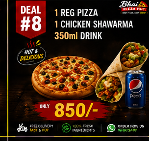 Deal #8 — 1 Reg Pizza + 1 Chicken Shawarma + 350ml Drink — Rs 850