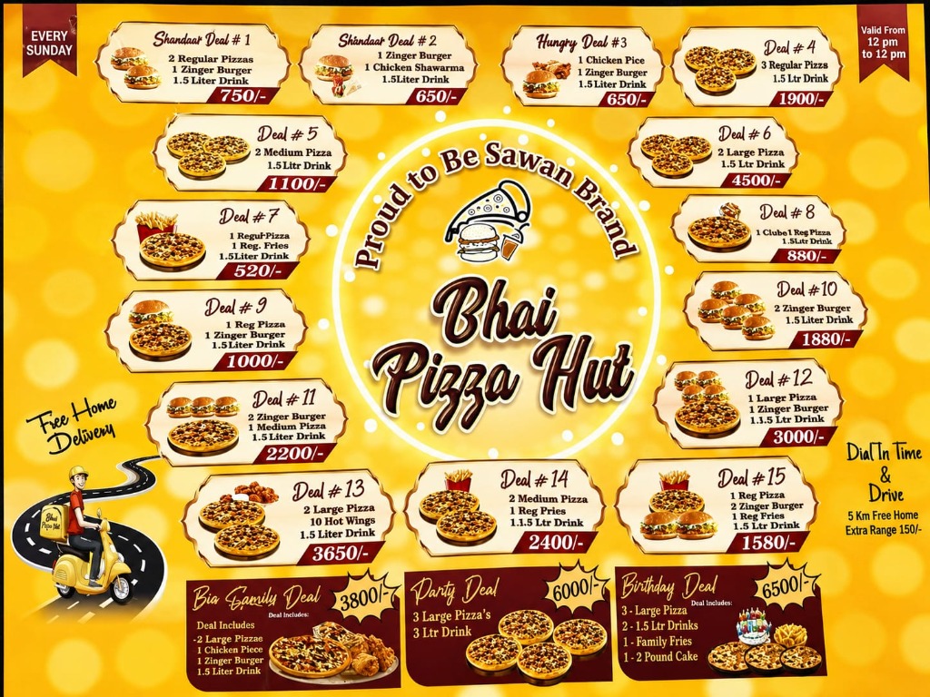 Bhai Pizza Hut Digital Menu Board